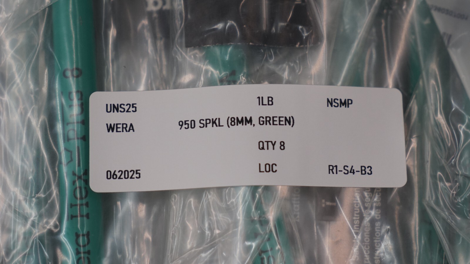 Wera 950 SPKL Ball End Hex Key, 8mm L-Key, Green (QTY 8)