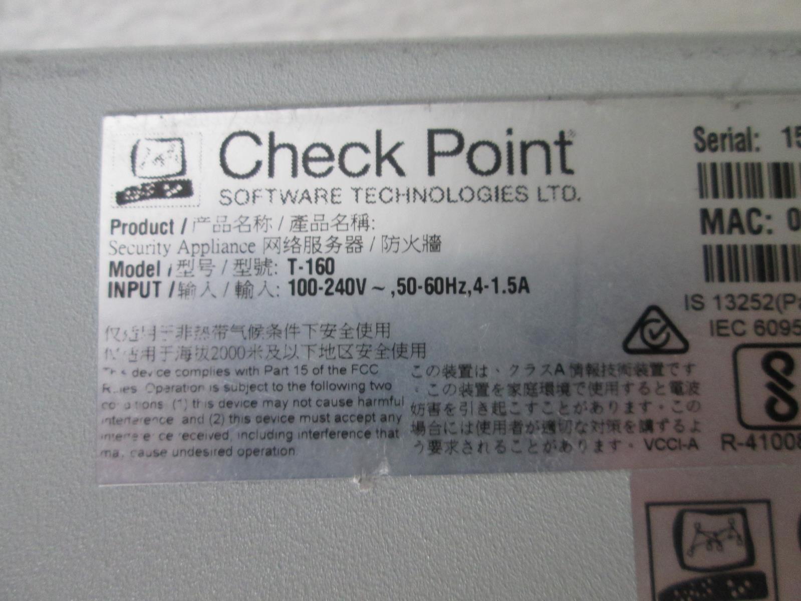 CHECK POINT T-160 FIREWALL NETWORK SECURITY TESTED FACTORY RESET