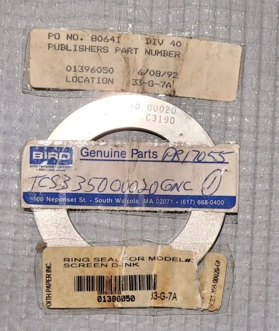 Voith Paper BIRD OEM Ring Seal Model #3 D-INK Screen TCS3-350-00020-GNC C3190