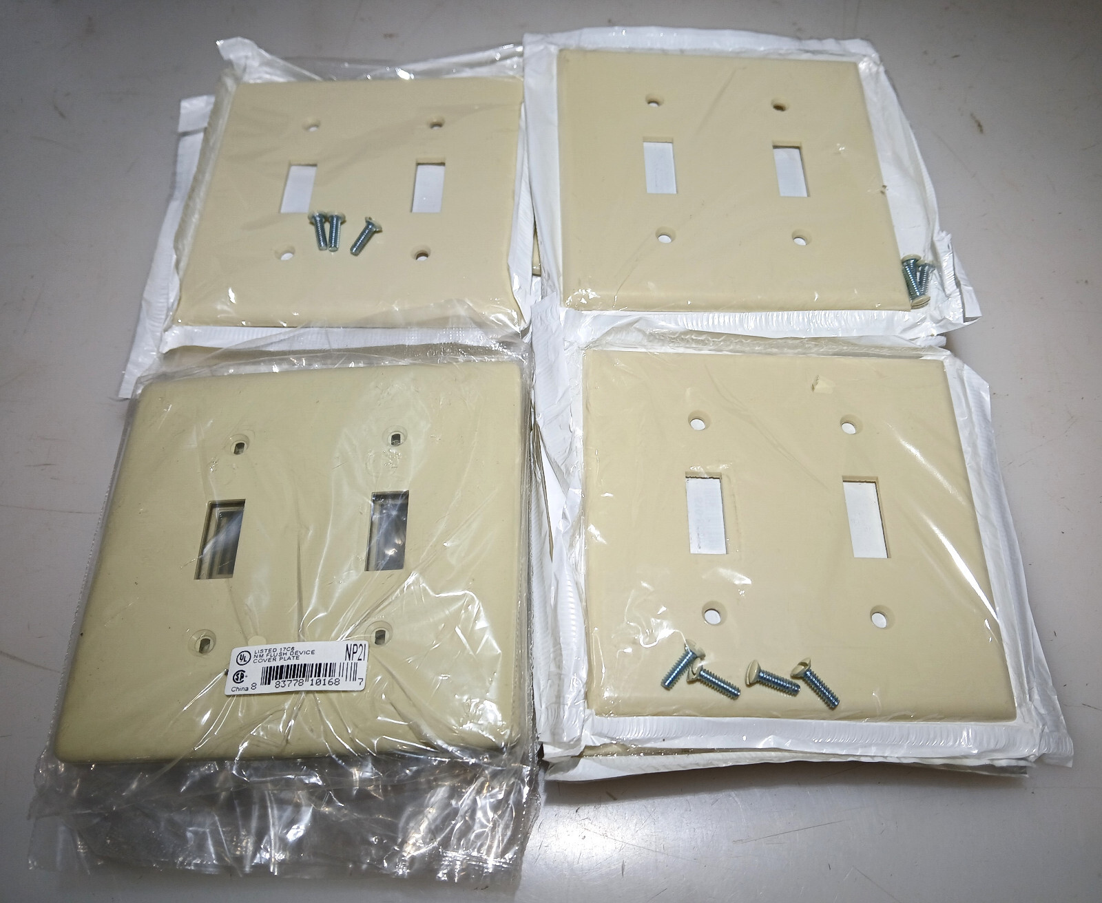 Leviton 5A058 & Assorted 2-Gang Light Switch Cover Buff 21-Pkg. [Missing Screws]