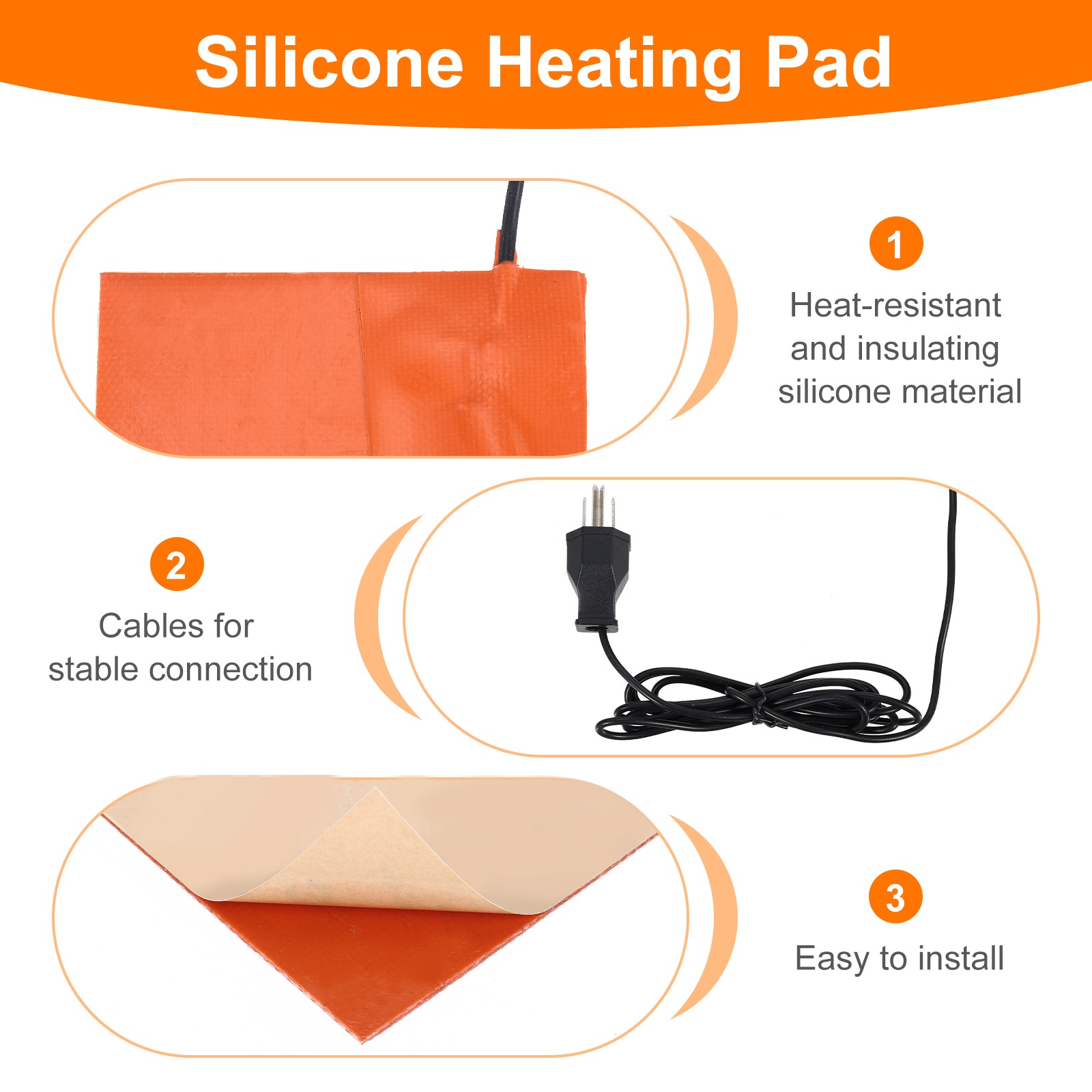 Heater Mats Silicone Heating Pads 120V 250W Heating Pads 127mm x 102mm