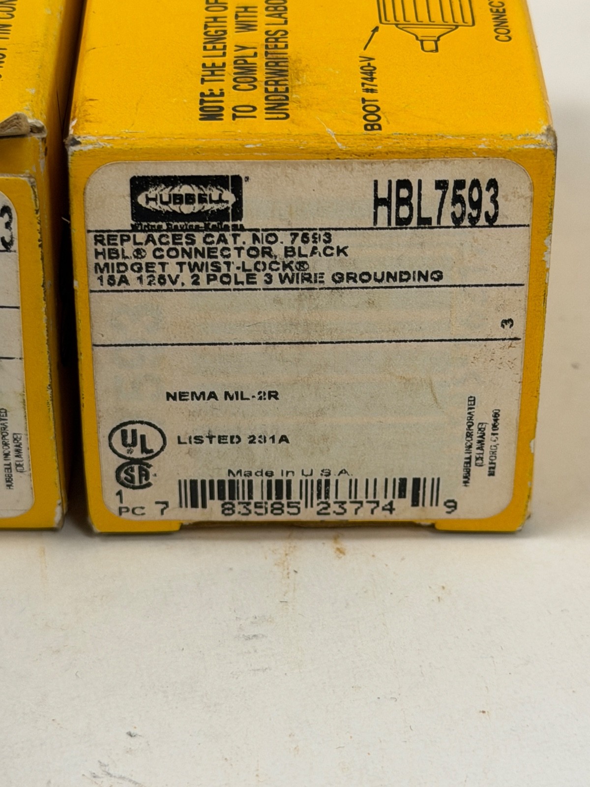 New Lot of 3 Hubbell HBL7593 Twist-Lock Black Connector 15A 125V NEMA ML-2R