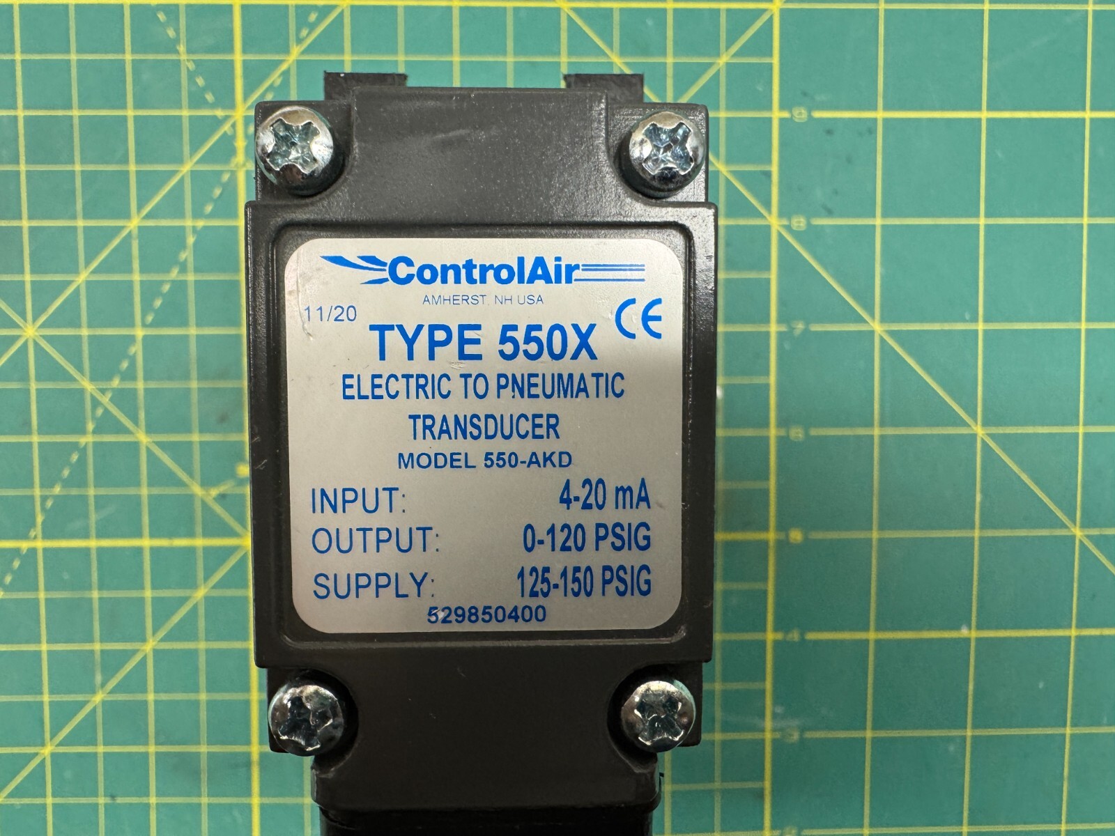 CONTROLAIR 550X 550-AKD 4-20mA 0-120 PSIg electric to pneumatic transducer -USED