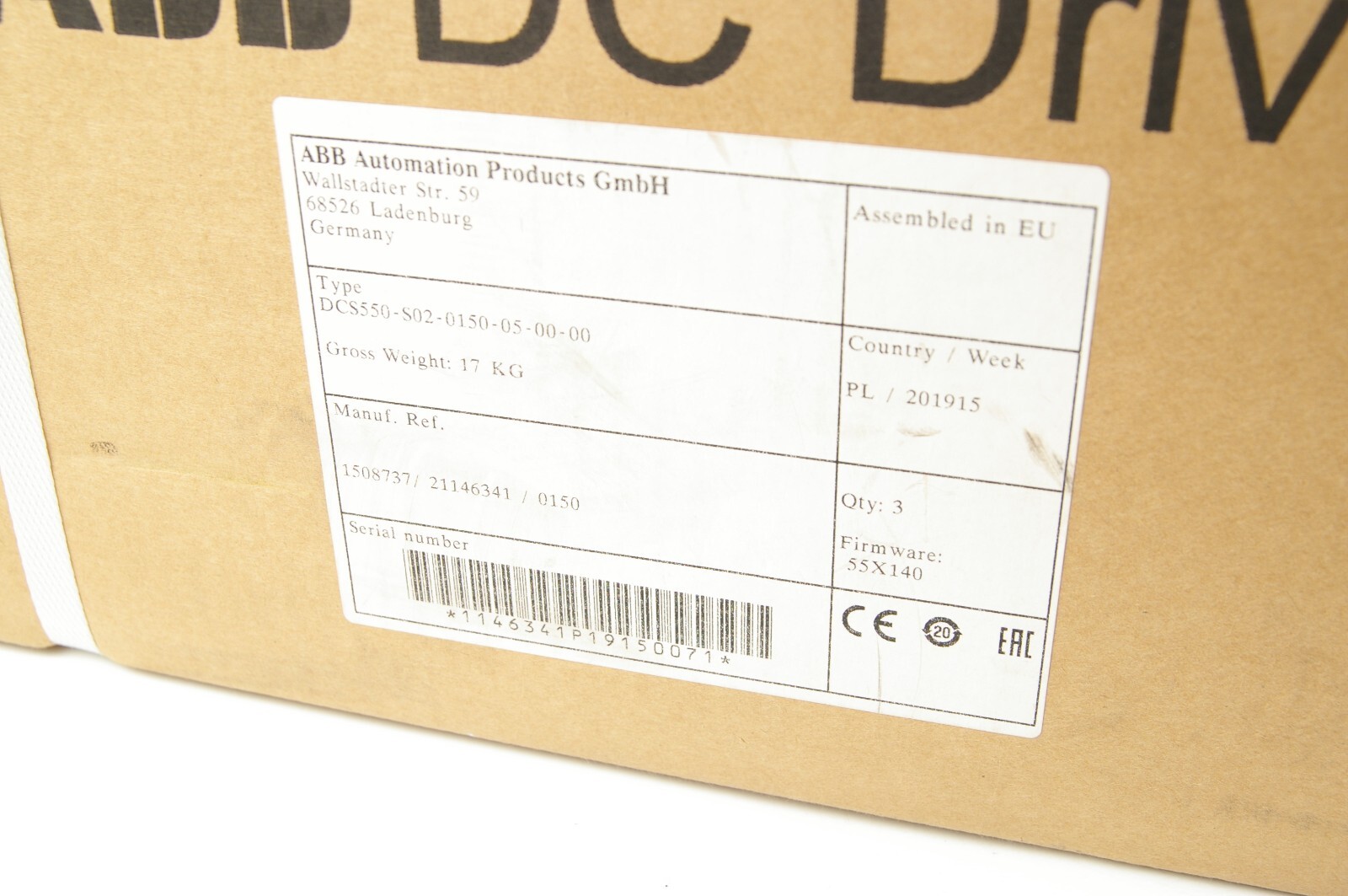 ABB DCS550-S02-0150-05-00-00 3ADT218466R0011 DC Drive