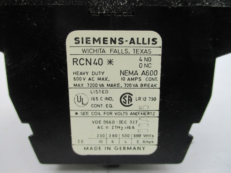 SIEMENS RCN401 110/120V 10A NSMP