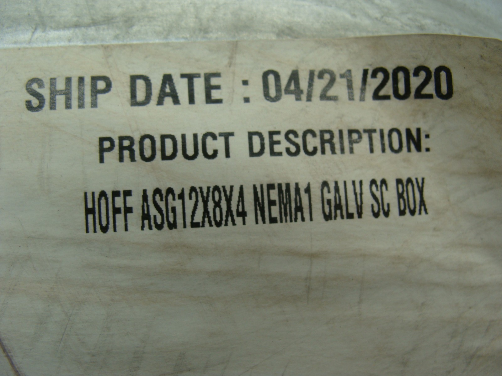NVENT HOFFMAN SCR CVR PULL BOX ASG12X8X4 12″ X 8″ X 4″ GALVANIZED FACTORY SEALED