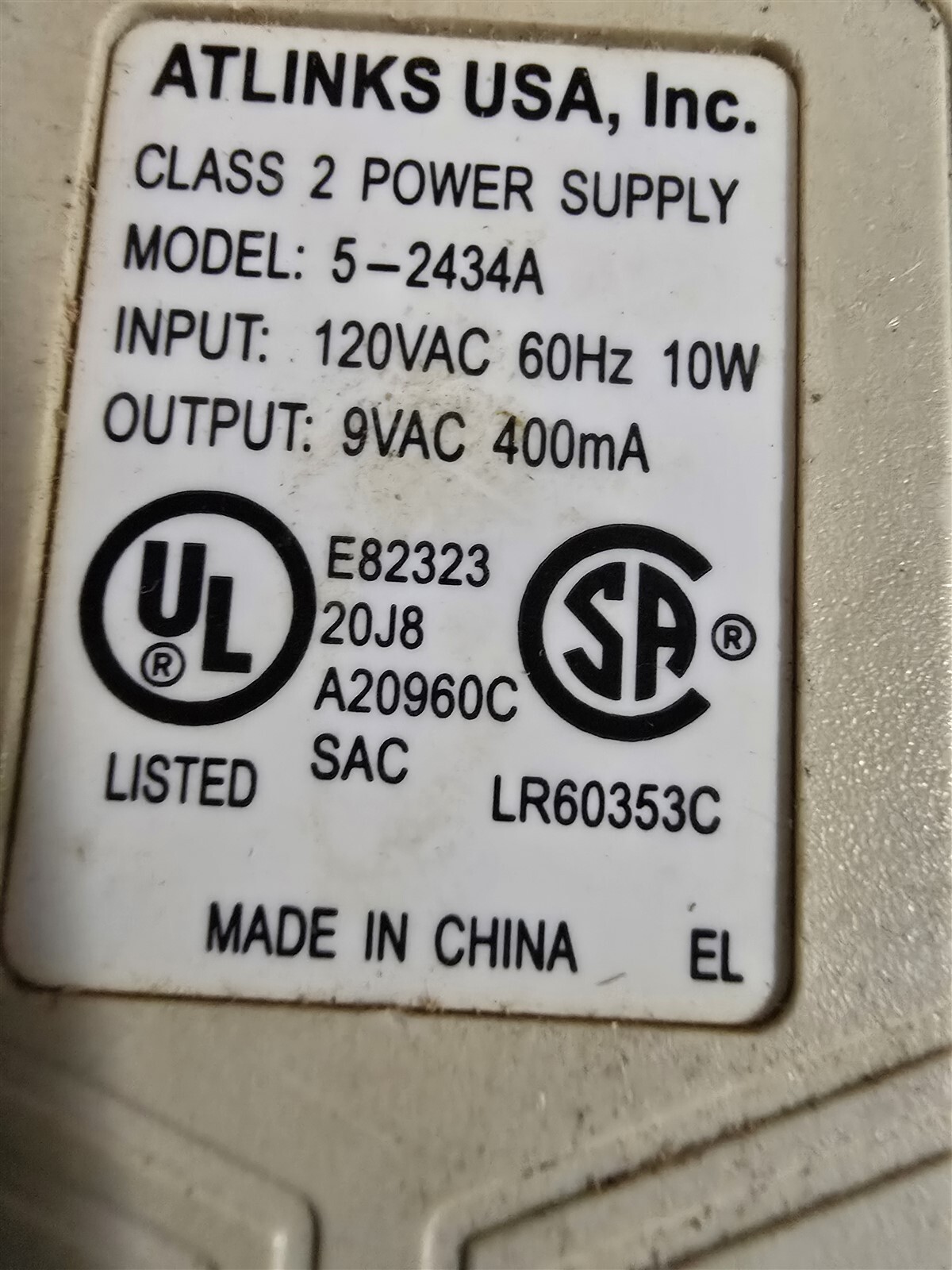 Atlilnks 5-2434A Power Supply *FREE SHIPPING*