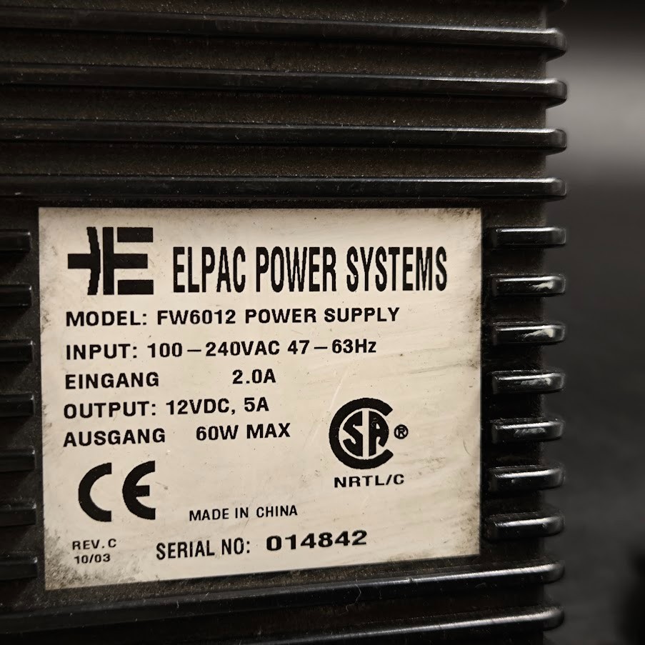 Elpac Power Systems FW6012 power Supply Battery Charger 12V-5A Used Working