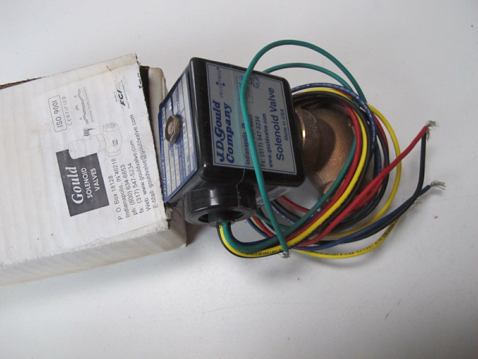 J.D. Gould M-3V Brass Solenoid Valve 1/4″ NPT 120v – 240v 5-125 psi – New