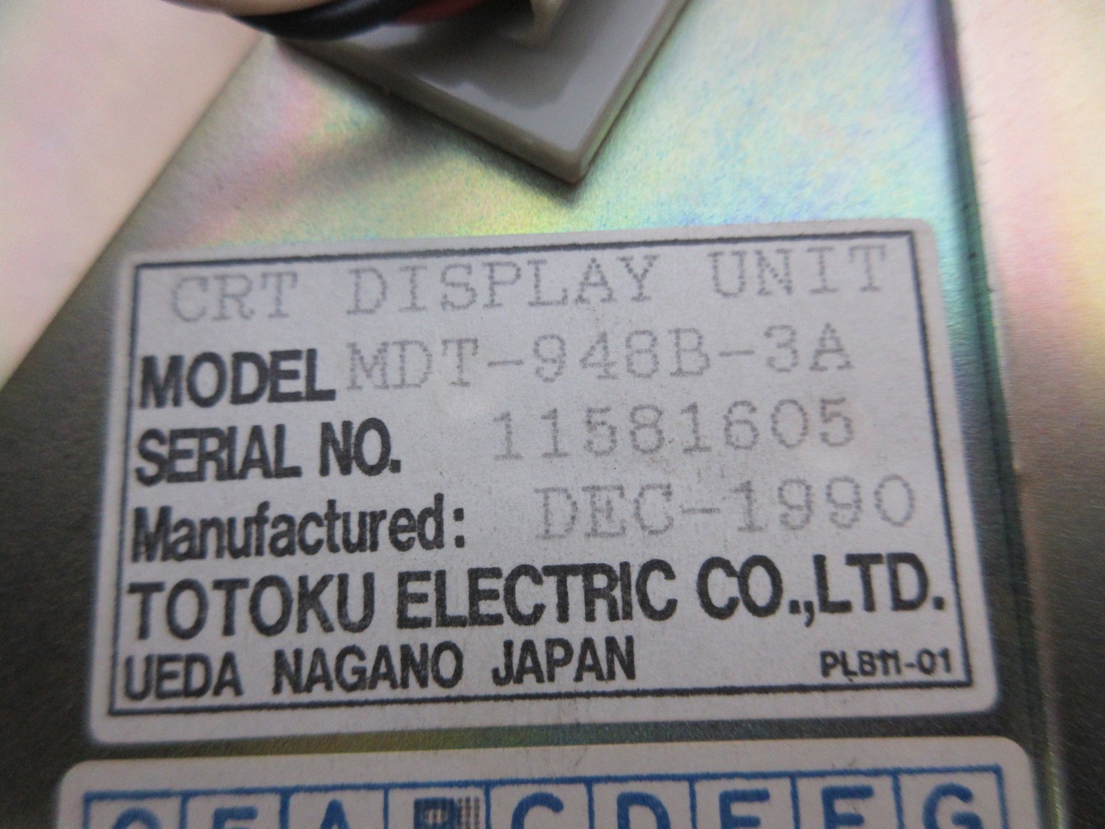 *SPECIAL PRICE* TOTOKU MDT-948B-3A DISPLAY MONITOR CNC MILL LATHE