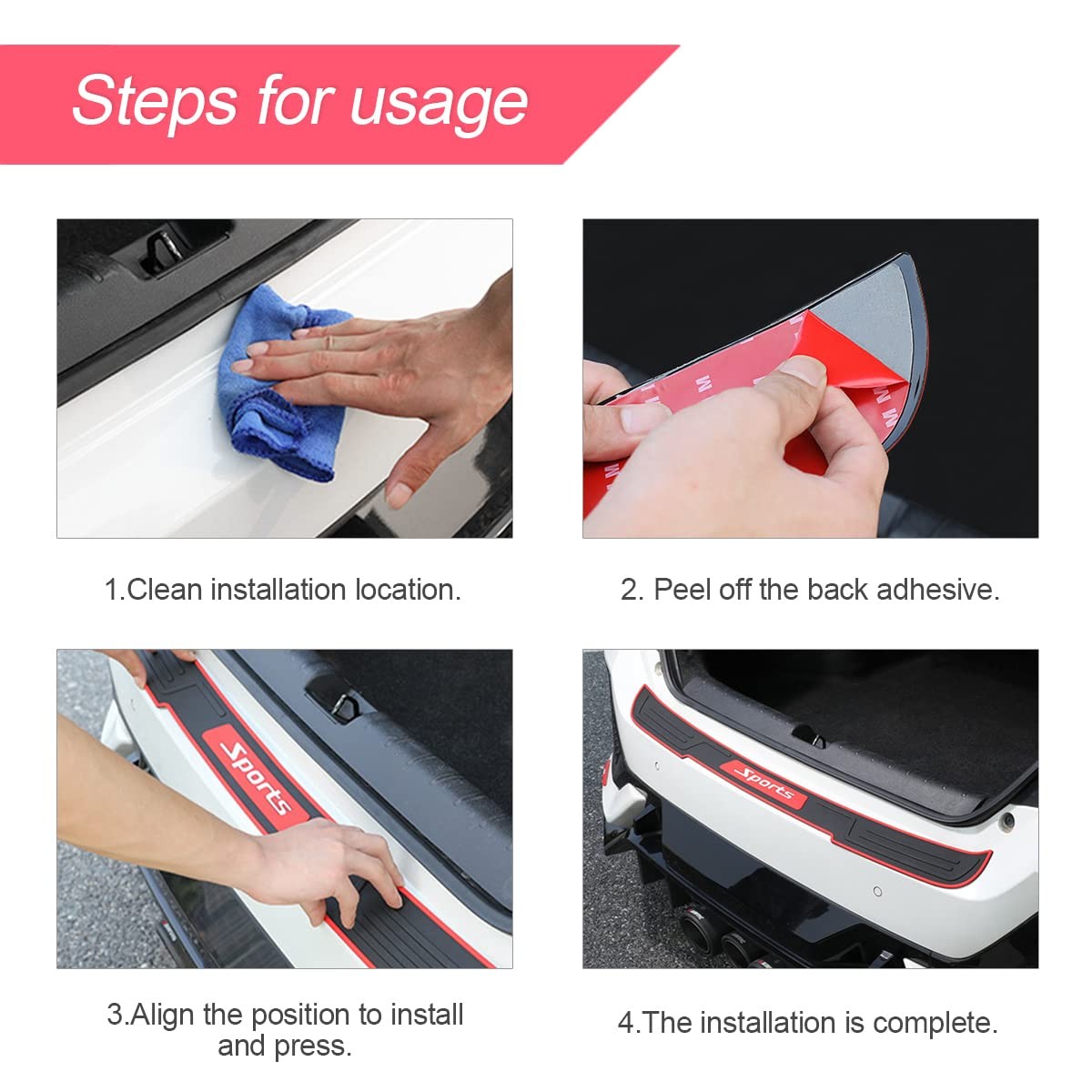 Rear Bumper Guard Protector for Car, Universal Black Rubber Scratch-Resistant…