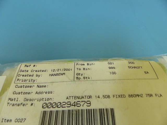 Scientific Atlanta 189430 Qty of 20 per Lot 14.5dB Attenuator TO5 860MHZ 75
