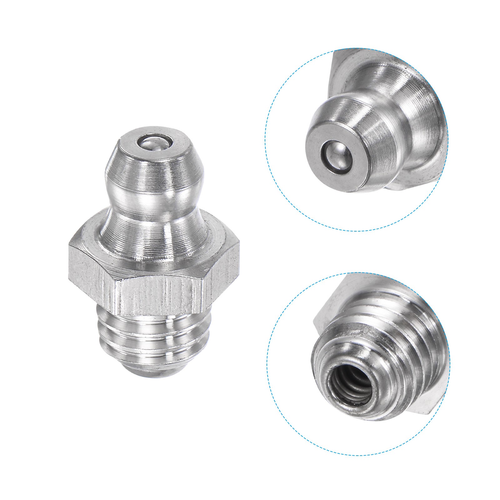 4Pcs Metric Stainless Steel Straight Hydraulic Grease Fitting M8 x 1.25mm Thread