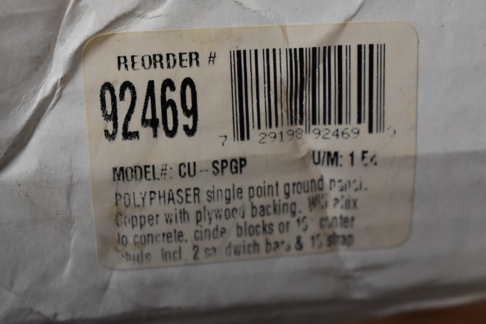 Polyphaser CU-SPGP Copper Grounding Plate Kit New