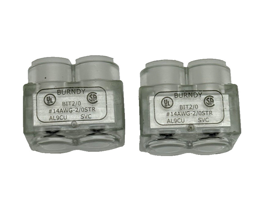 LOT OF 2, BURNDY BIT2/0 AL9CU INSULATED MULTI TAP CONNECTOR #14AWG-2/0STR, SVC