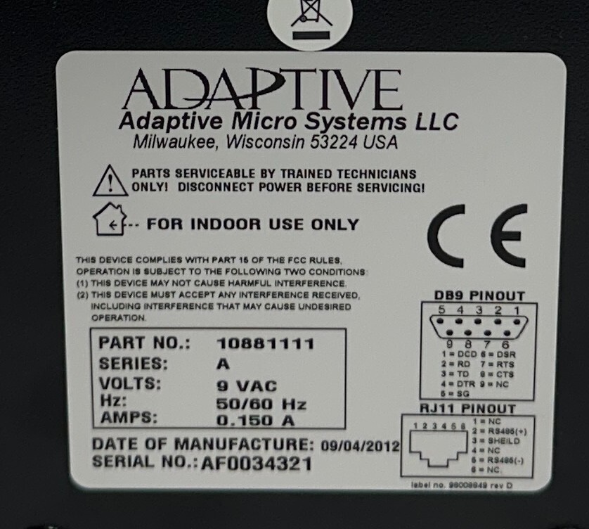 ADAPTIVE MICRO SYSTEMS AMS 1088-1111 / 10881111 RS-232/RS-485 CONVERTER BOX NSMP