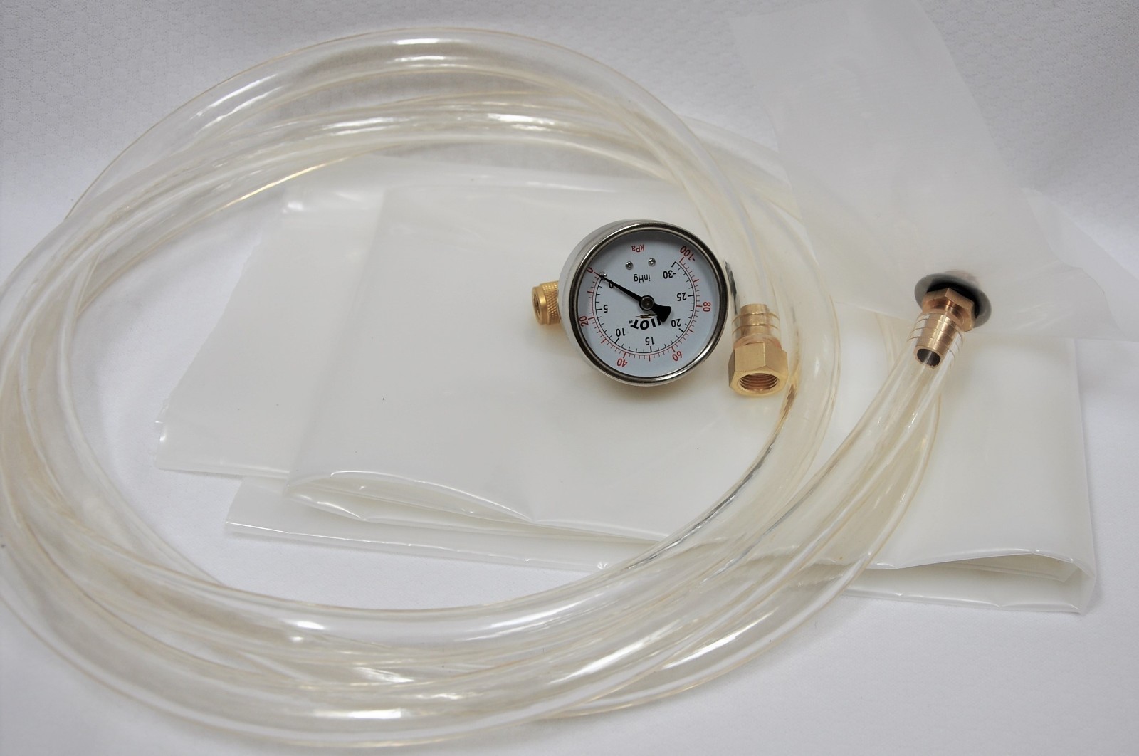 Vacuum Bagging Starter Hardware Kit:Poly Bag+Gauge Brass Connectors/Adapter+hose