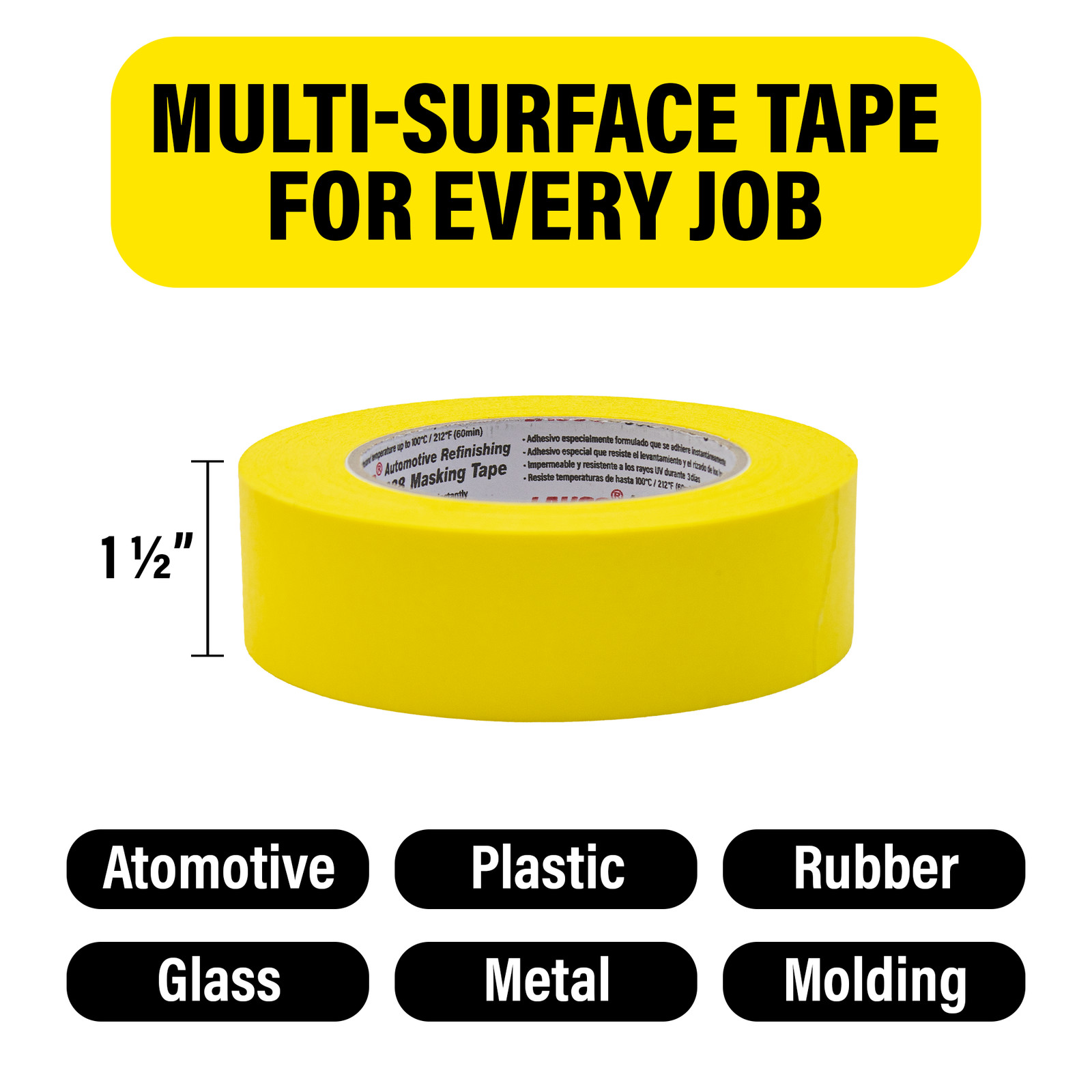 Automotive Masking Tape Yellow Painters Tape for Car Painting(1.4in-6rolls)
