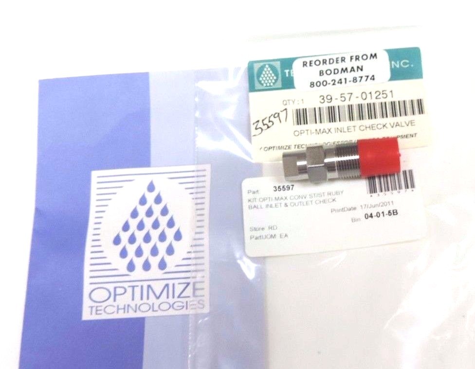 NEW OPTIMIZE TECHNOLOGIES 39-57-01251 OPTI-MAX INLET CHECK VALVE 1/8” RUBY BALL