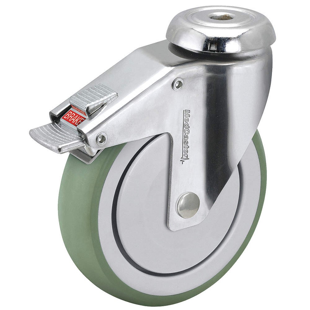 MEDCASTER SS03AMX125TLHK01 Bolt-Hole Caster,3″dia,Swivel,Rubber 55FE06