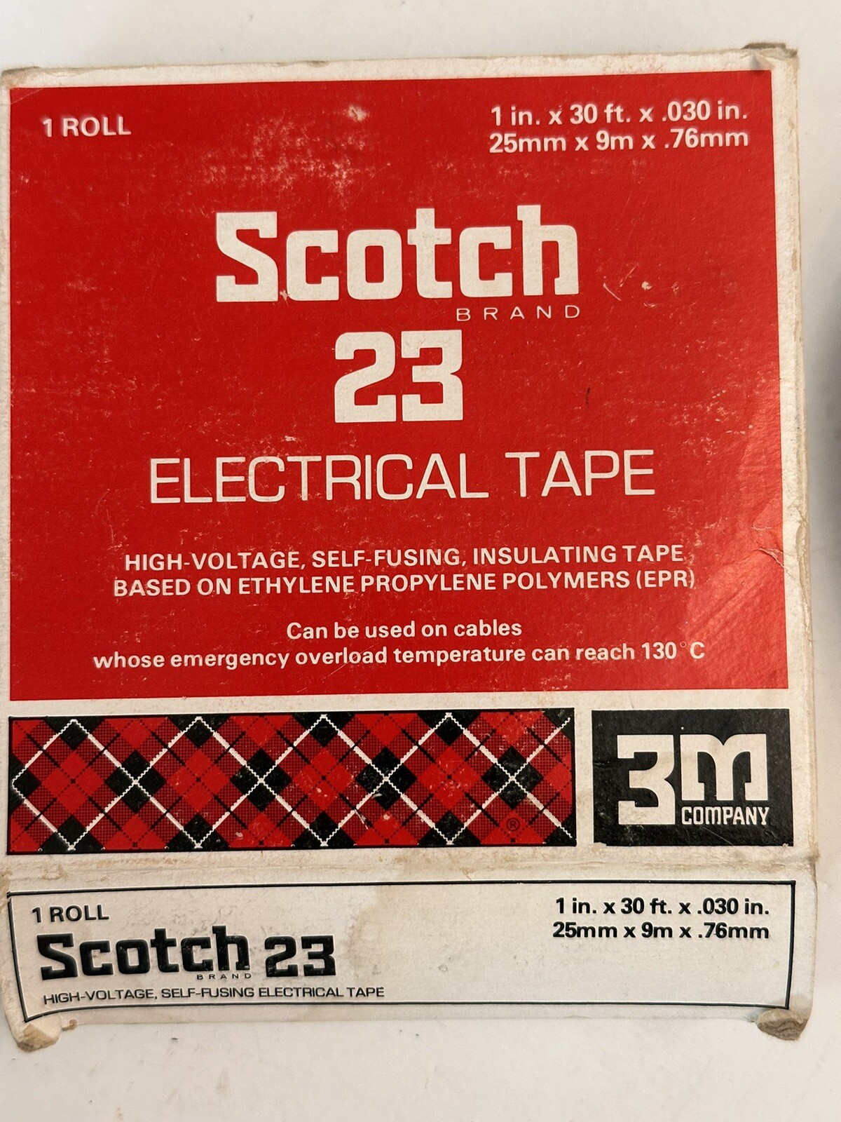 3M Scotch 23 Electrical Tape Black High-Voltage Insulating 3/4″ X 30′ X .030″