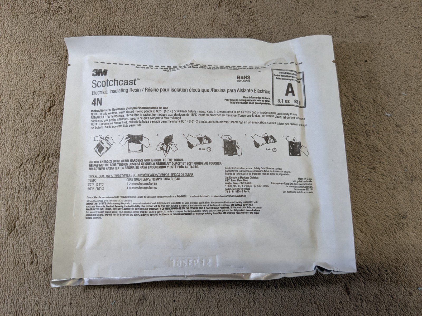 3M Scotchcast Electrical Insulating Resin 4N Size A Pack of 10 369N85