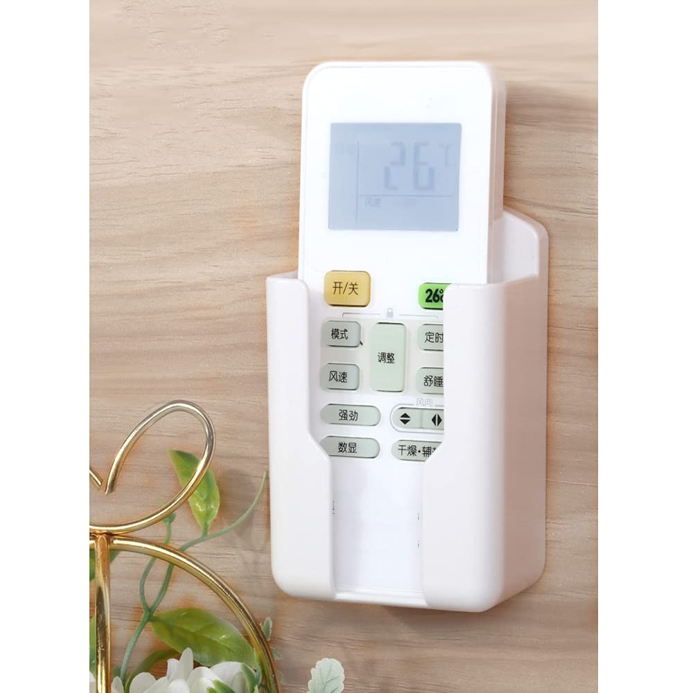 2 Pcs Wall Mount Remote Control Holder Media Player Small,1.85inch, White