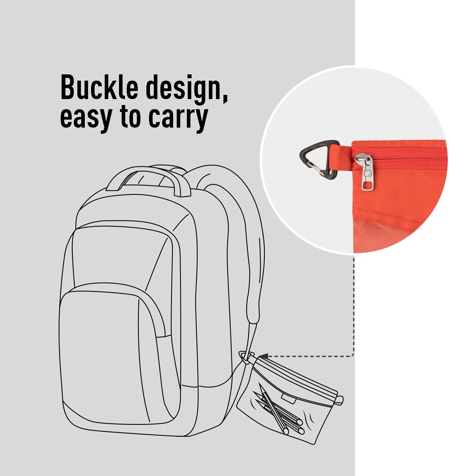 pack all Water-resistant Material Zipper Pouch, Mesh Large, Orange