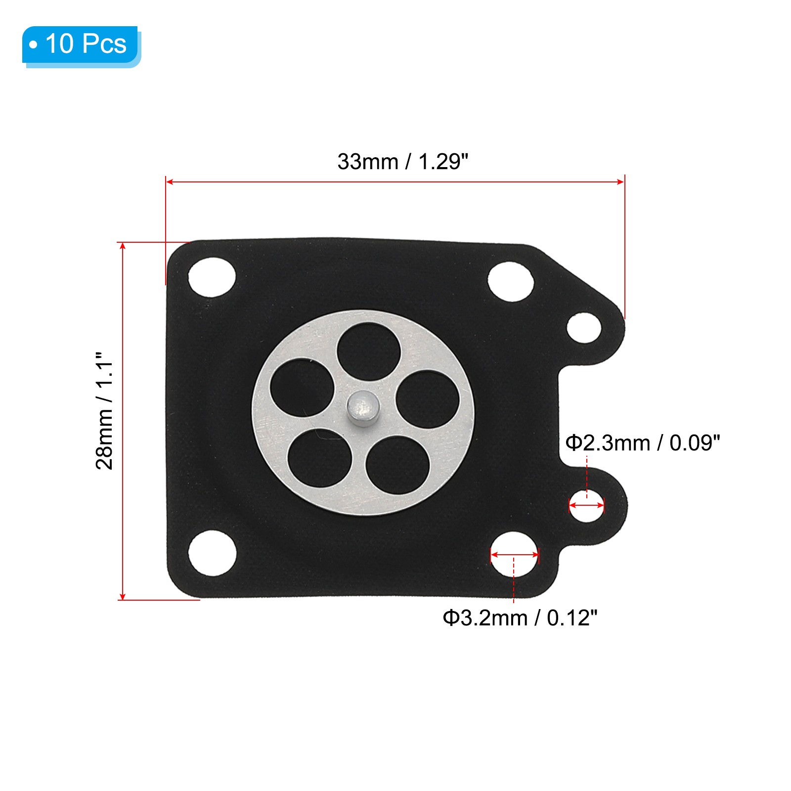 10 Pcs Carburetor Diaphragm Gasket Metering Diaphragm Assembly