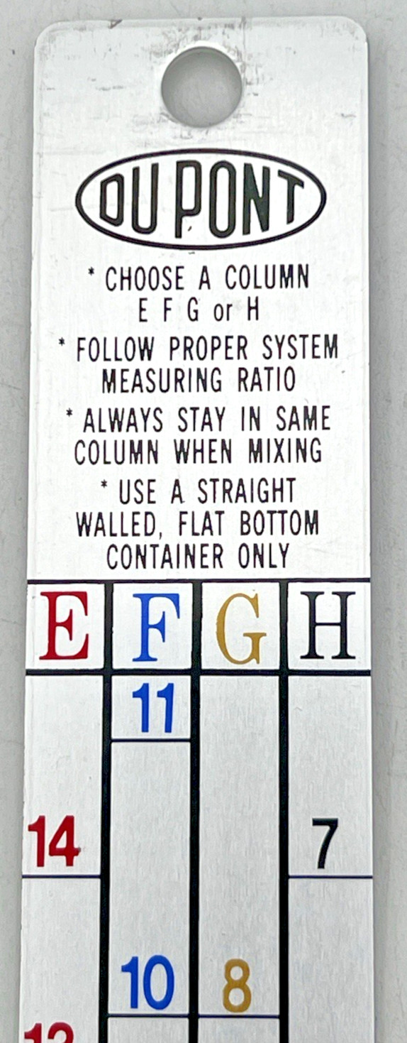 (3) DUPONT CHROMOPREMIER MEASURING METAL STICKS RATIO MIXING E-4042 & E2016