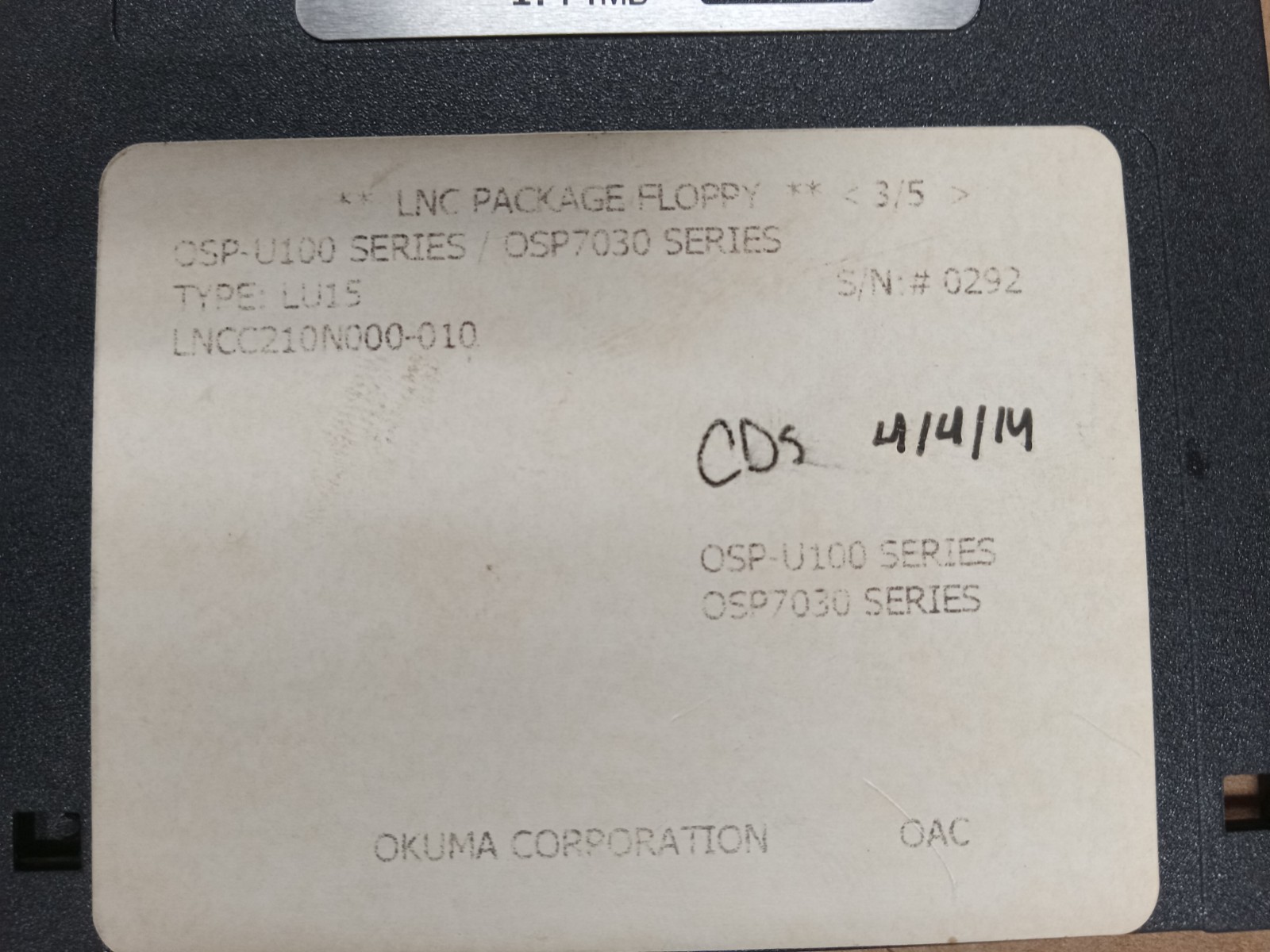 Okuma Micro Floppy Disk Case E8048-090-426-1