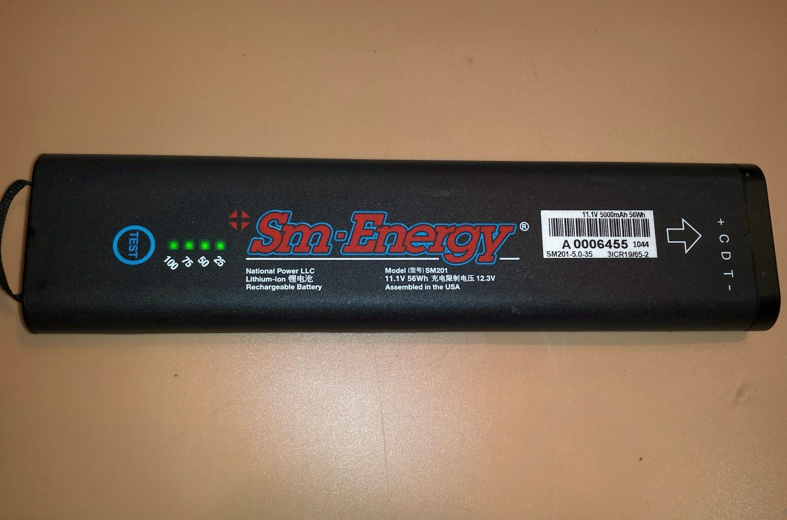 Sm-Energy SM201-6 National Power LLC 11.1v Li-On Battery 56Wh, Tested