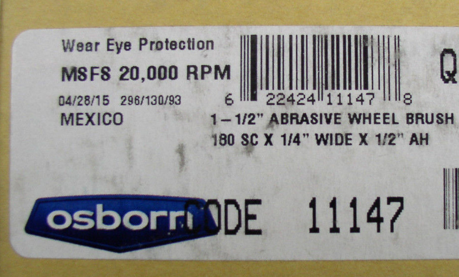 2X Osborn 11147 180 Grit Abrasive Wheel Brush 20,000 RPM