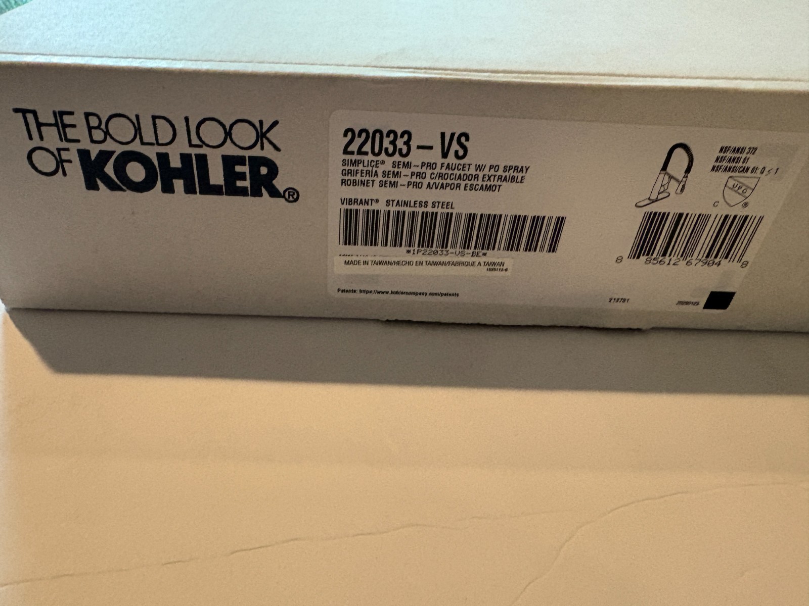 Sealed Brand New Kohler Simplice K-22033-VS Kitchen Faucet, Vibrant SS