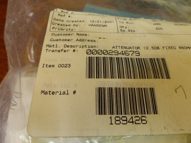 Scientific Atlanta 189426 Qty of 20 per Lot 12.5dB ATTENUATOR TO5 860MHZ 75