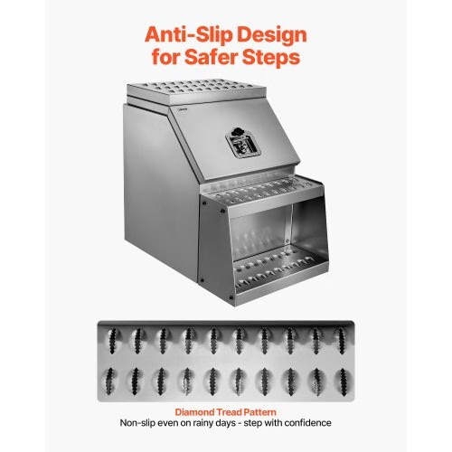Semi-Truck Step Tool Box, 18″ x 27.5″ x 25.4″ Heavy Duty Aluminum Toolbox Side