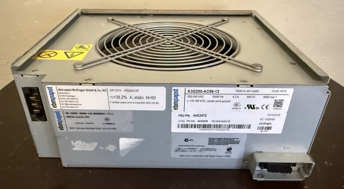 EBMPAPST Fan K3G200-AC56-12 200-240V 4.3A 850W for For IBM BladeCenter H 68Y8331