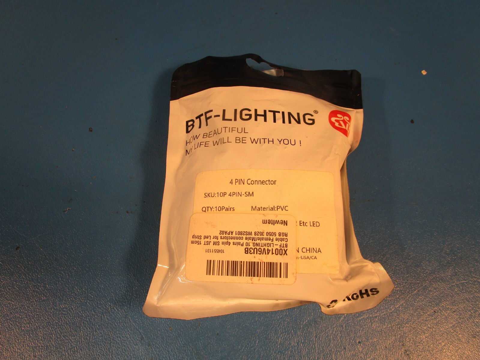 BAG OF 10 PAIRS BTF-LIGHTING 4pin SM, JST 15cm Cable Connectors for Led Strip