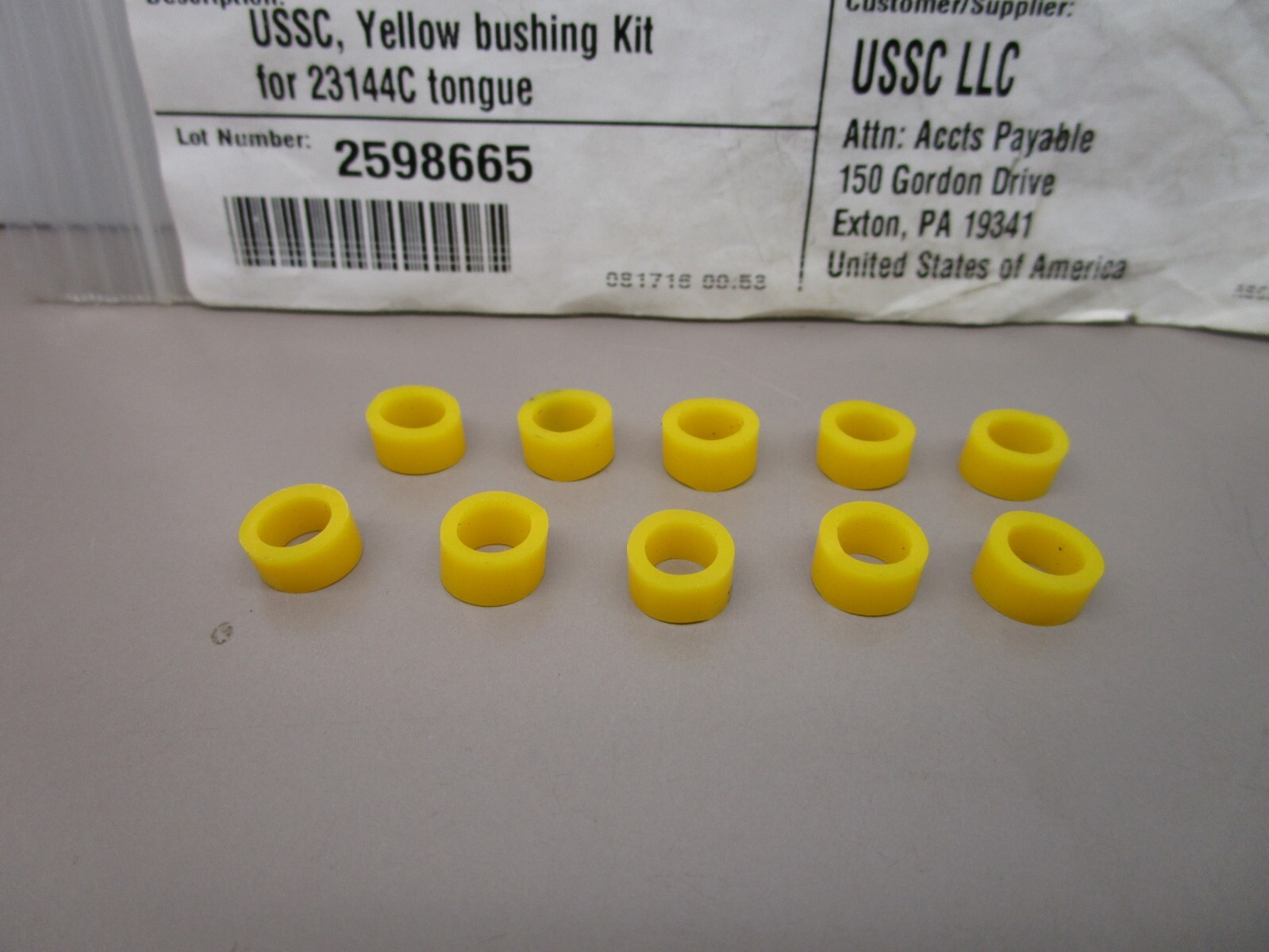 USSC 9904-000025-088 Yellow Bushing Kit for 23144C Seat Tongue U0240-25-088