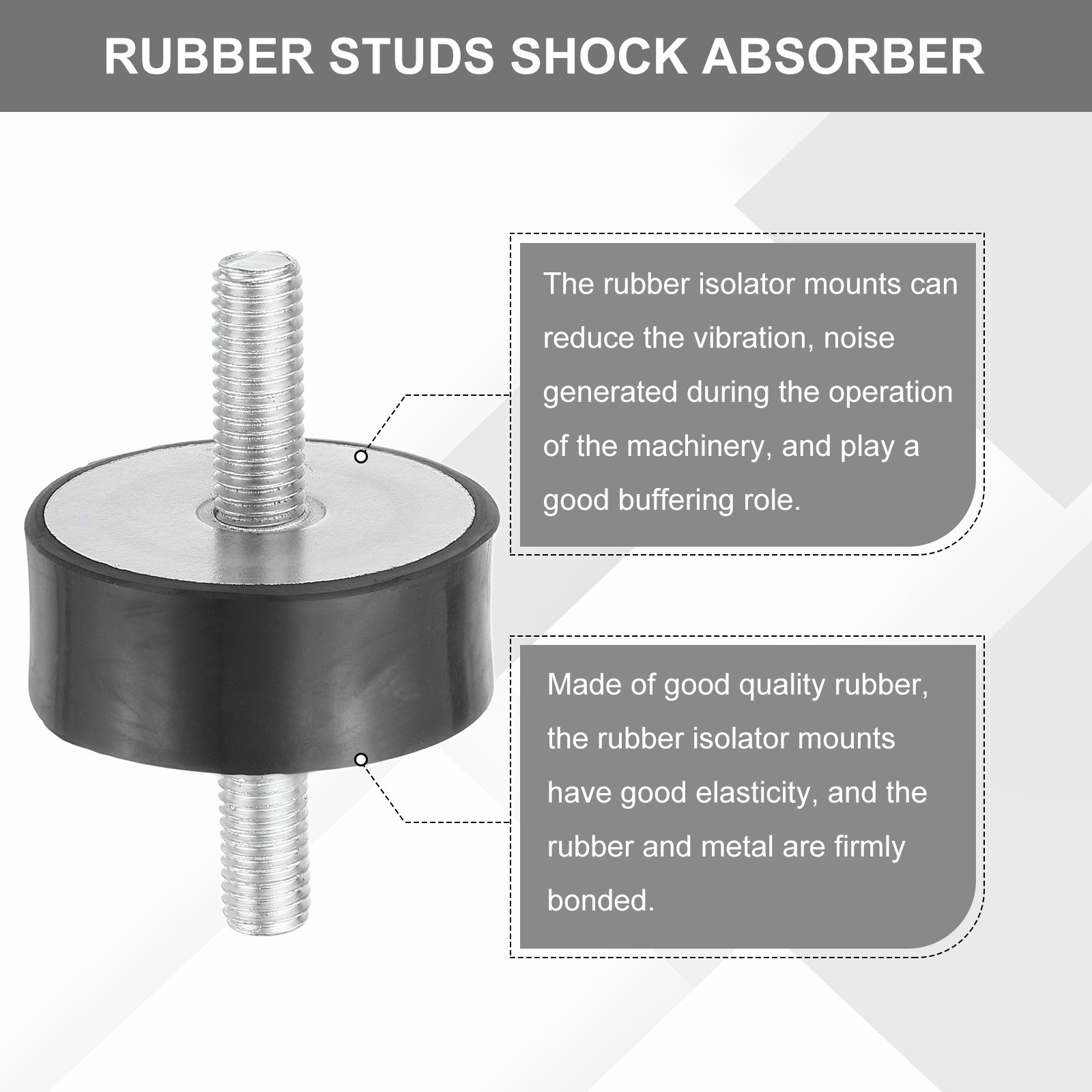 4 Pcs 20x50mm M10 Rubber Studs Shock Absorber, VV Type