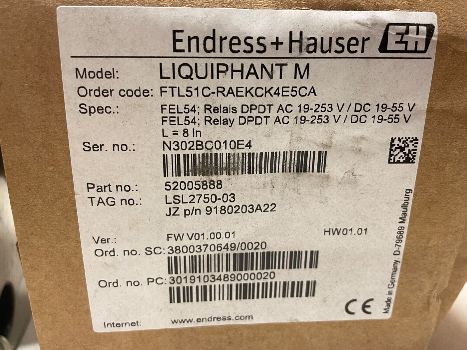 Endress + Hauser Liquiphant M FTL51C-RAEKCK4E5CA