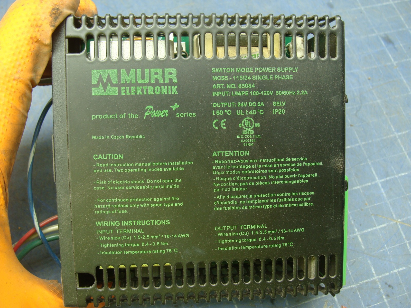 MURR MCS5-115/24 SINGLE PHASE SWITCHING MODE POWER SUPPLY