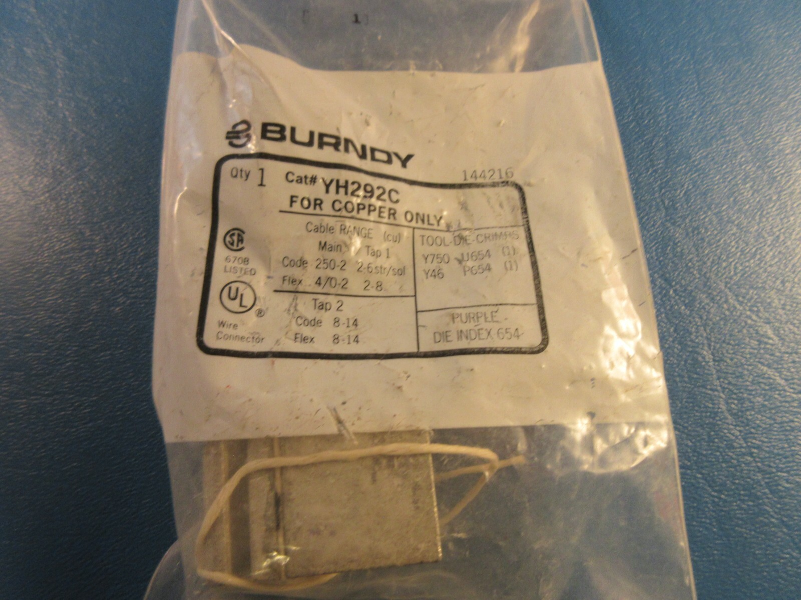 Burndy YH292C Wire Connector, For Copper Only