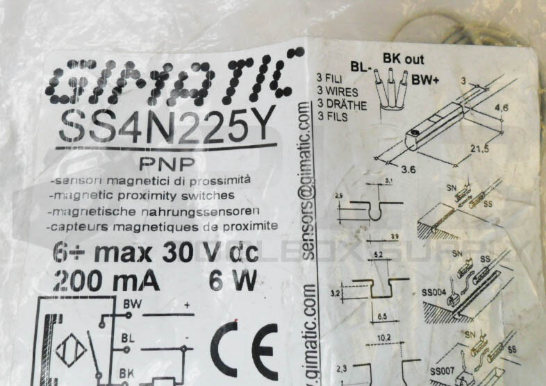 SEALED NEW GIMATIC SS4N225Y MAGNETIC PROXIMITY SWITCH 30VDC