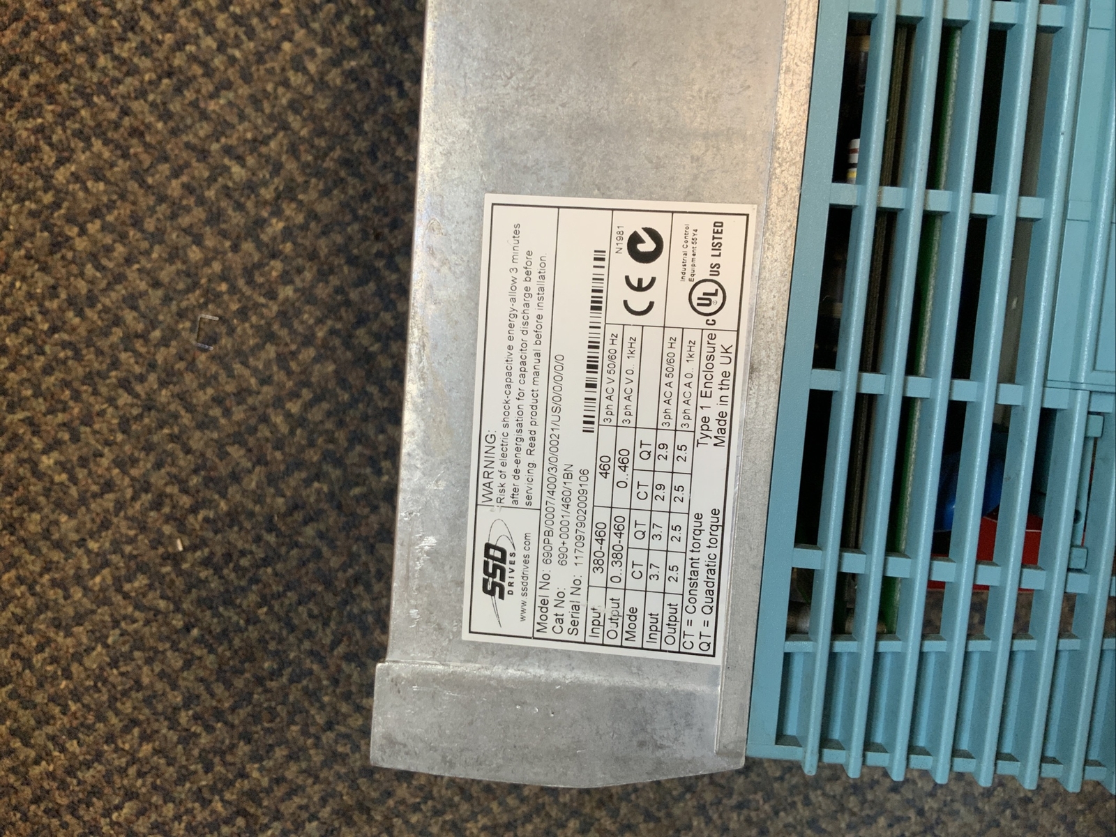 Eurotherm/Parker Drive 690+0001/460/1BN 690PB/0007/400/3/0/0021/US/0/0/0/0 1HP