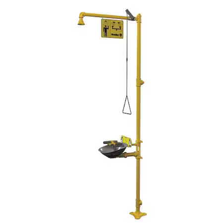 Bradley S19314sbfw Shower With Eyewash, Floor Mount, Galvanized Steel Pipe, 94