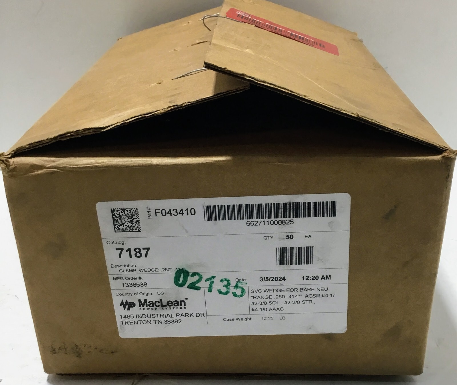 (Box of 50) MACLEAN F043410 / 7187 Wedge Clamp