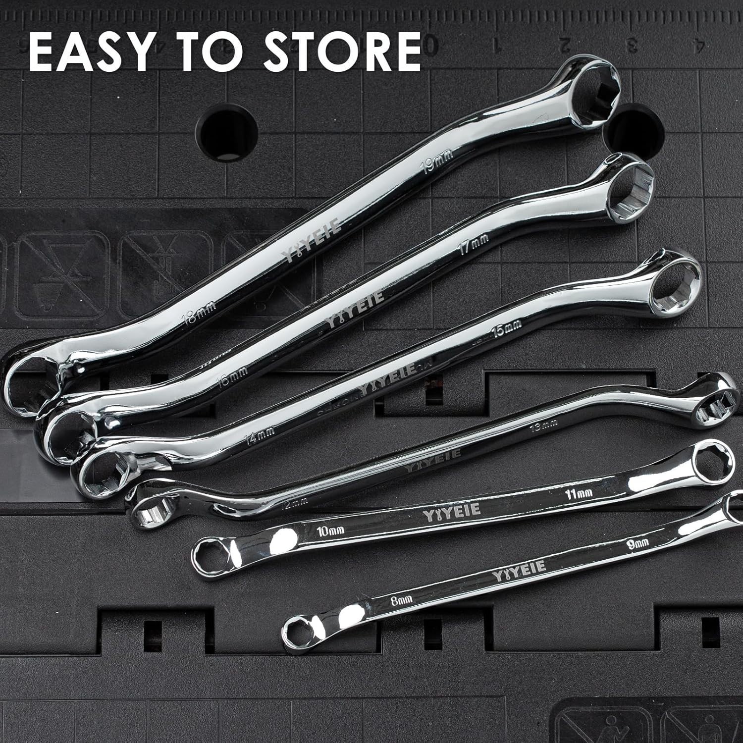 6 Pc. Bolt Extractor Wrench Set, Metric 8-19mm, 6 Point Box End Wrench Set with