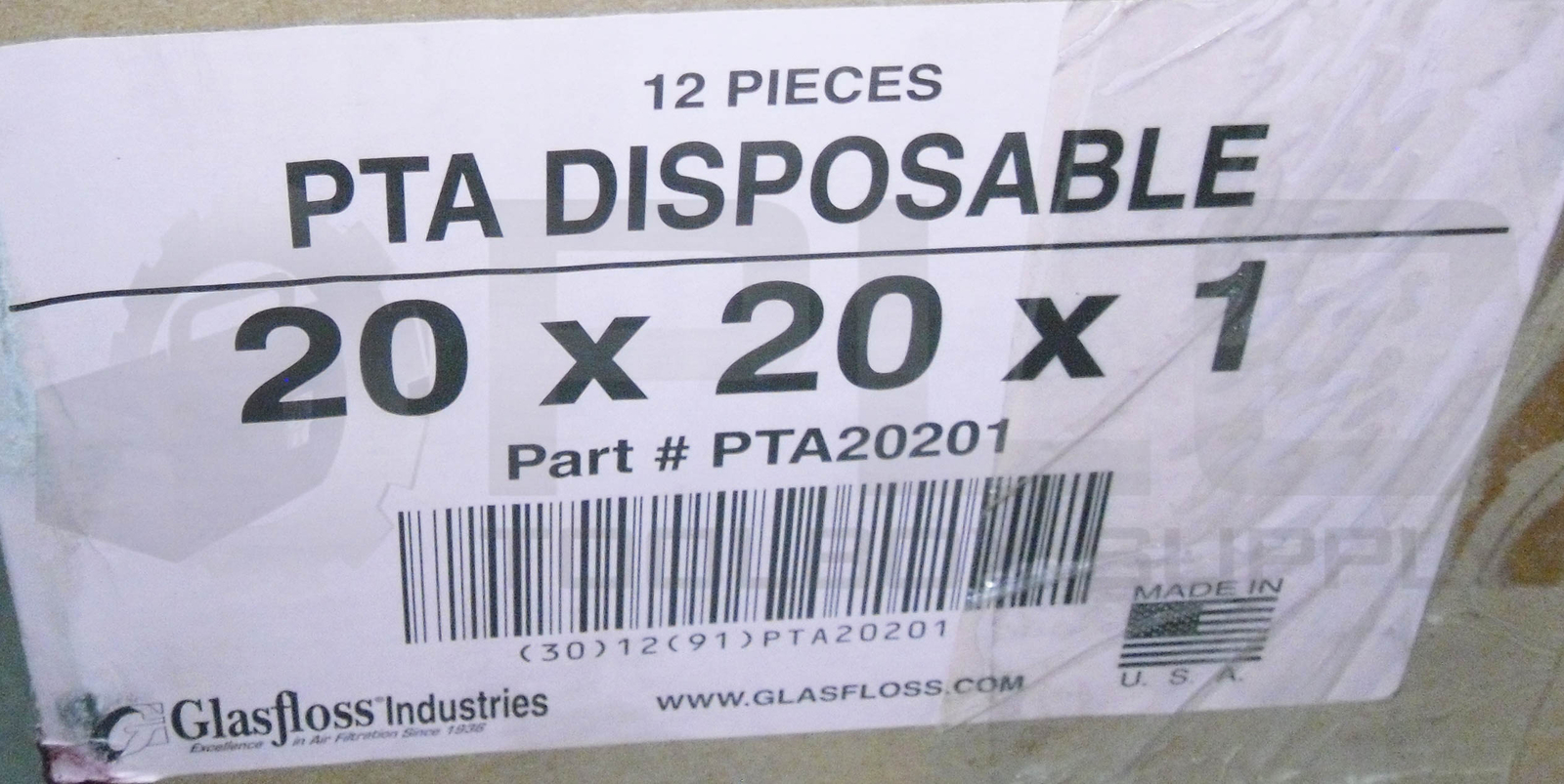 NEW BOX OF 8 GLASGFLOSS PTA20201 FIBERGLASS AIR FILTERS 20X20X1