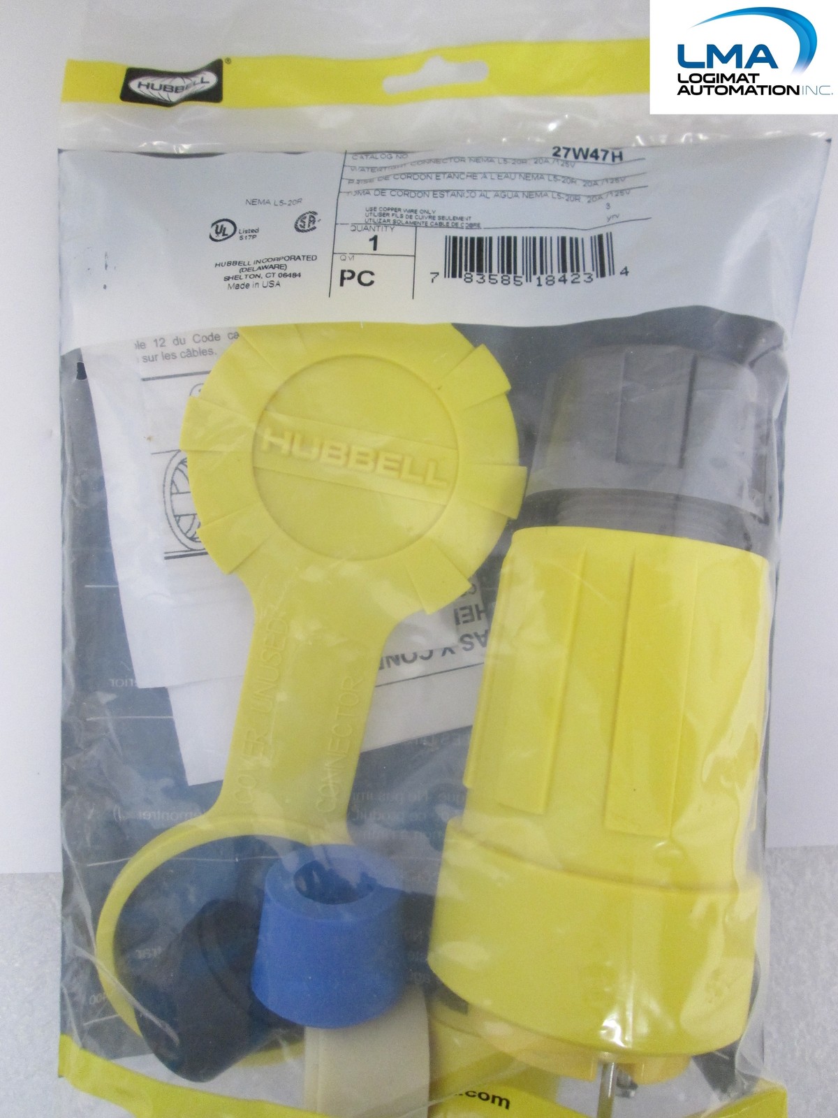 HUBBELL 27W47H WATERTIGHT PLUG FEMALE RECEPTACLE CONNECTOR 20A 125V 2D 3W *NEW